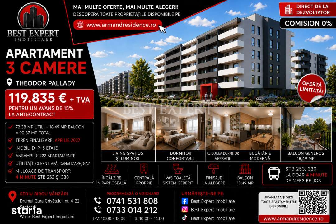 Apartament 3 Camere | Ideal Familie | Parcare BONUS la Avans 50% | Com — fotografia 1