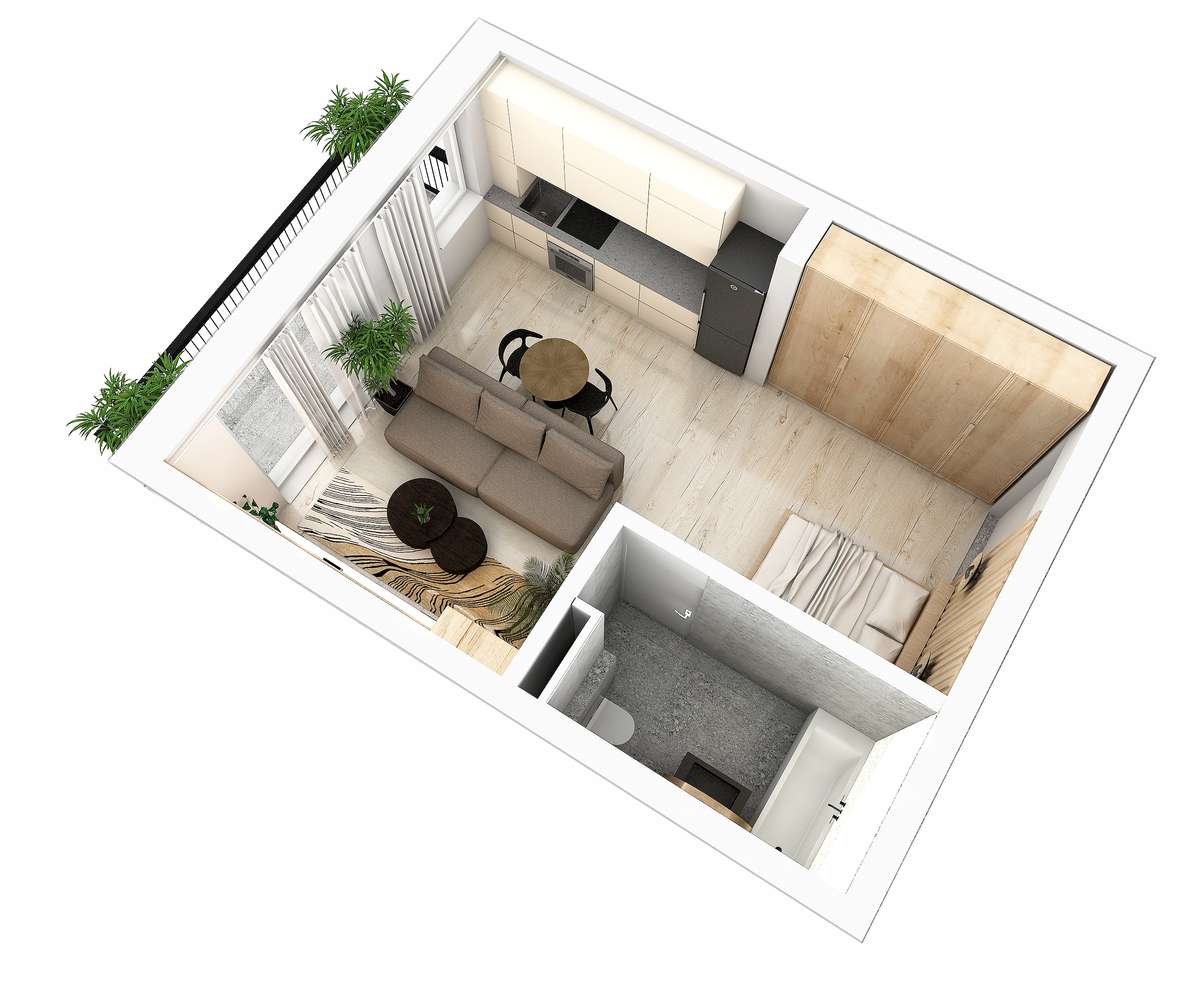 Studio finisat la cheie, incalzire in pardoseala, parcare, Magnolia - Imagine principală: 5/5