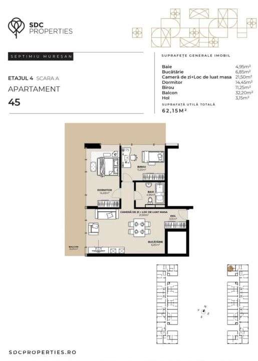 PROIECT EXCLUSIVIST! Apartament de vanzare, 62,15 mp, Complex SDC - Imagine principală: 4/4