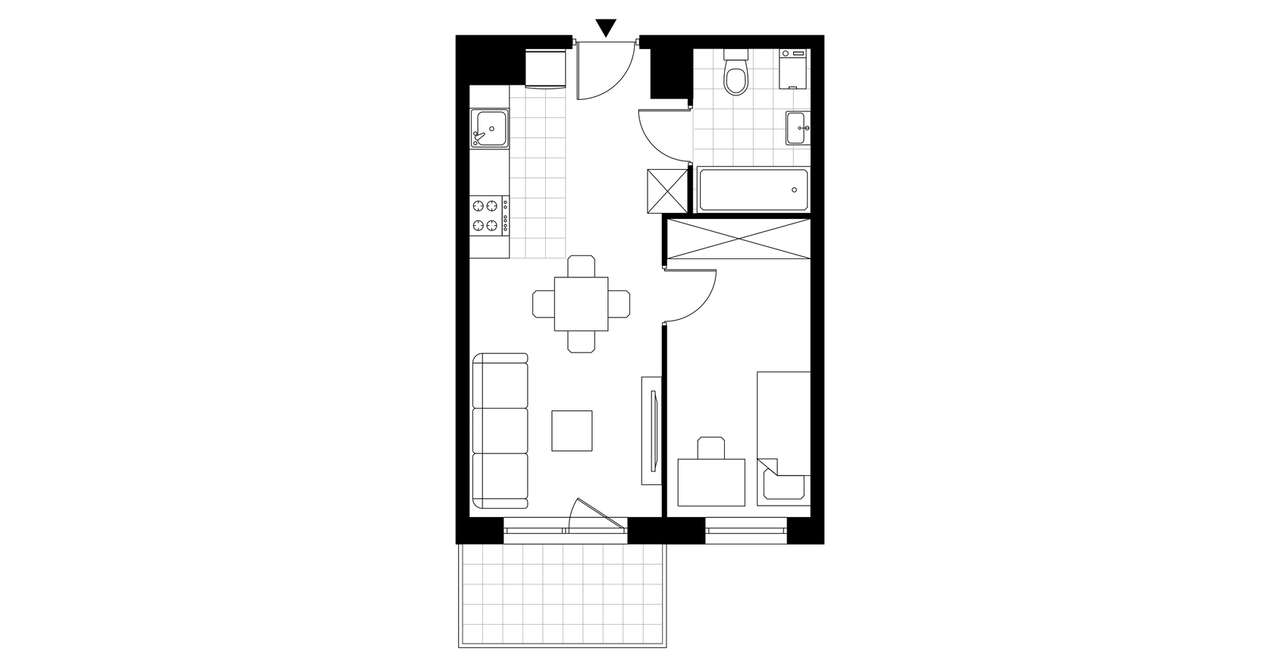 2-pokojowy apartament inwestycyjny 33m2 + balkon - Pełny obrazek: 3/8