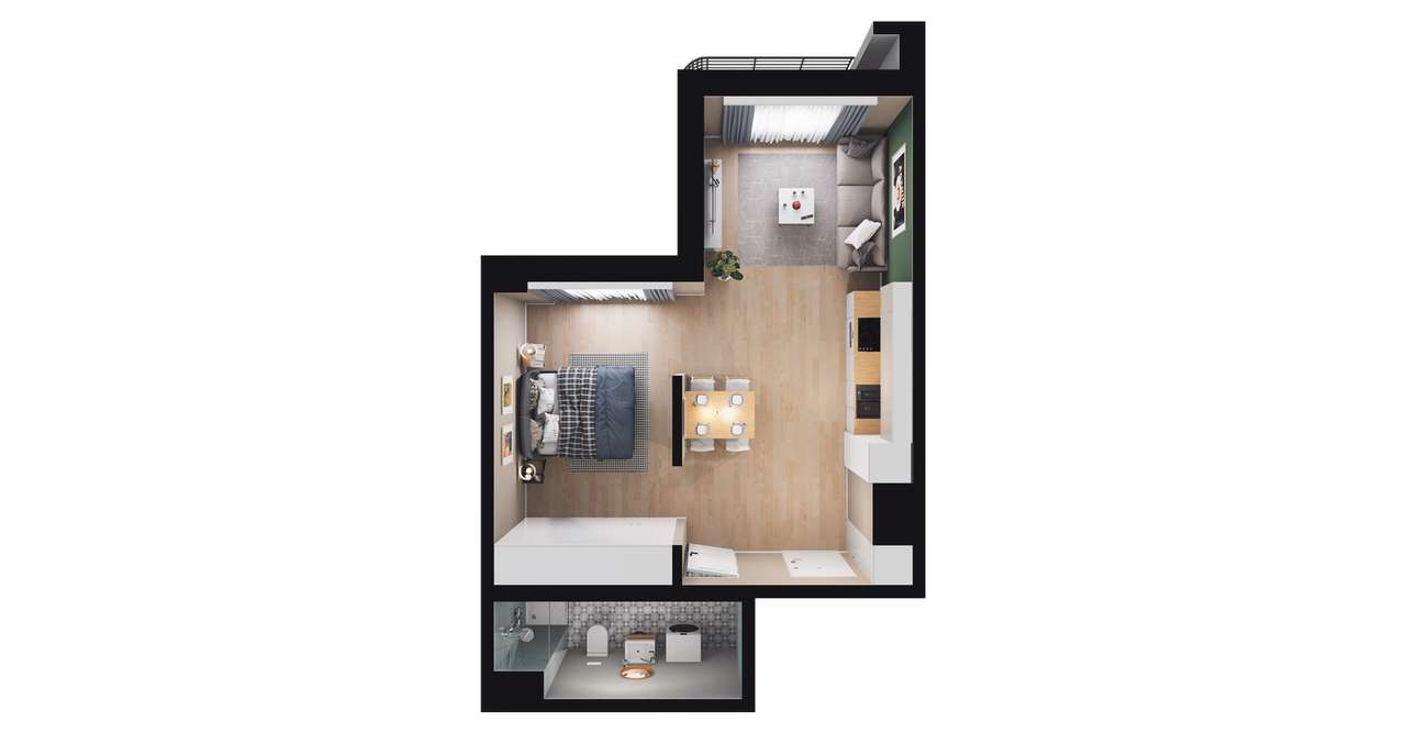 1-pokojowe mieszkanie 41m2 Bezpośrednio - Pełny obrazek: 2/8