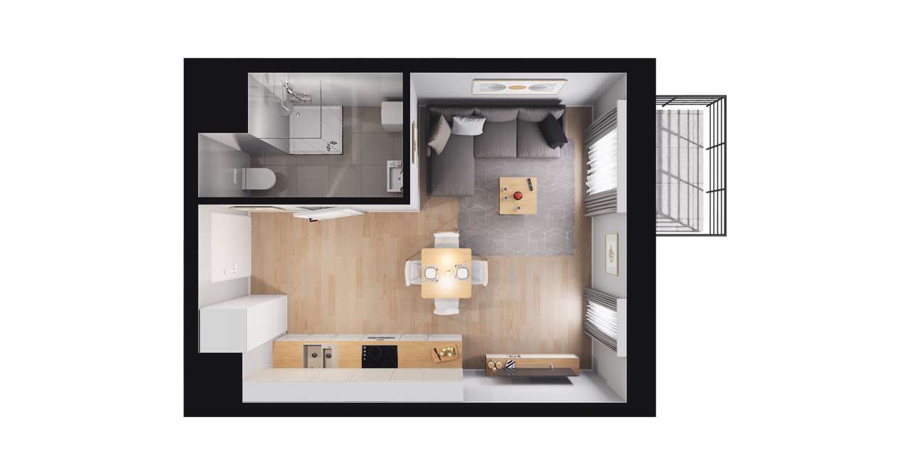 1-pokojowe mieszkanie 25m2 + balkon Bez Prowizji - Pełny obrazek: 3/9