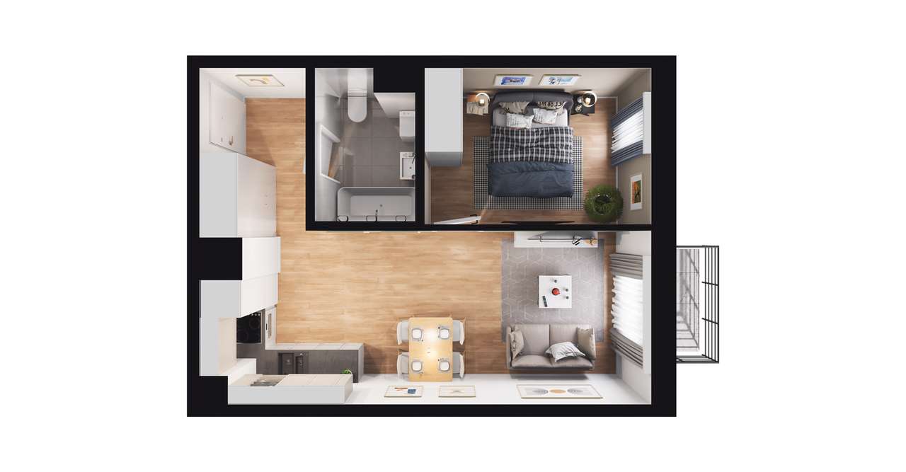 2-pokojowe mieszkanie 42m2 + balkon Bez Prowizji - Pełny obrazek: 2/8