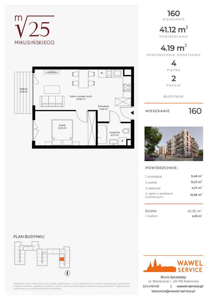 2-pokojowe mieszkanie 41m2 + balkon - Pełny obrazek: 2/9