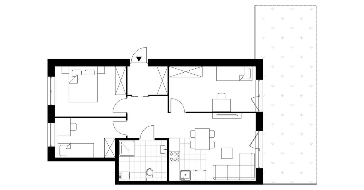 4-pokojowe mieszkanie 63m2 + ogródek - Pełny obrazek: 3/8