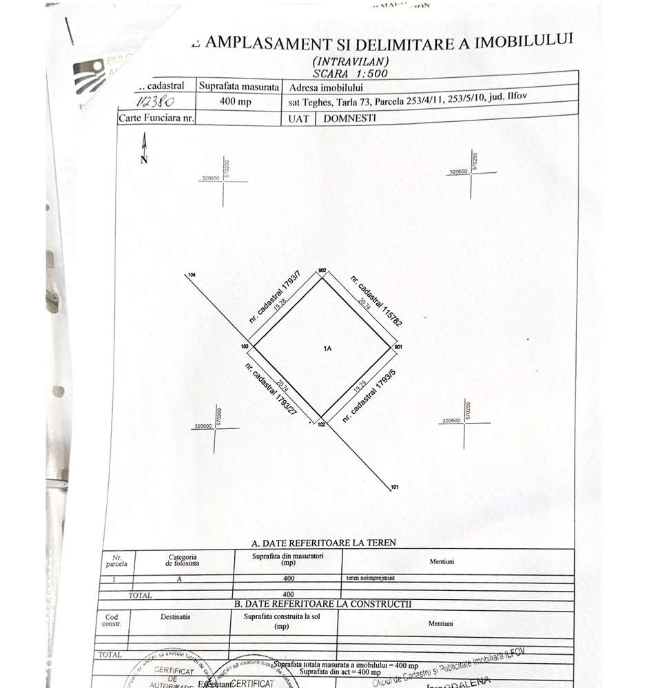 Teren 400 mp Domnesti - toate utilitatile! Certificat de urbanism - Imagine principală: 1/2