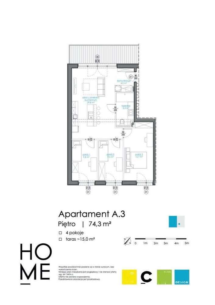 OD RĘKI 4-pokojowy apartament z tarasem - Pełny obrazek: 2/15