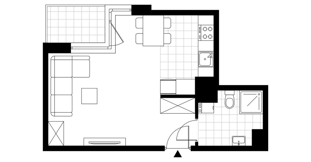 1-pokojowe mieszkanie 31m2 + loggia - Pełny obrazek: 3/8
