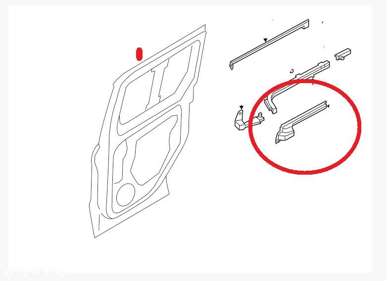 prowadnica szyna drzwi Ford Transit Connect II MK-2 DT11-K250K17-CD DT11-K250A34-CE DT1Z-1725094-D 1900340 - 1