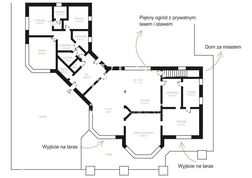 Dom parterowy z prywatnym laskiem i stawem - Pełny obrazek: 5/9