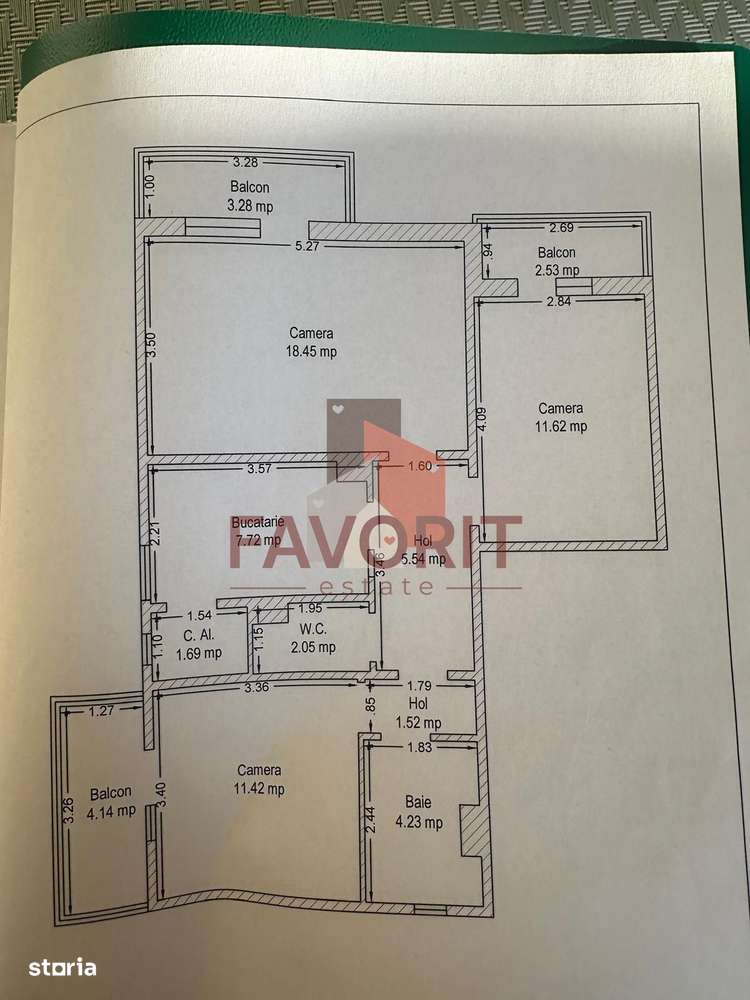 3 camere | etaj 2 | centrala proprie | 3 balcoane | 2 bai | zona excel-18