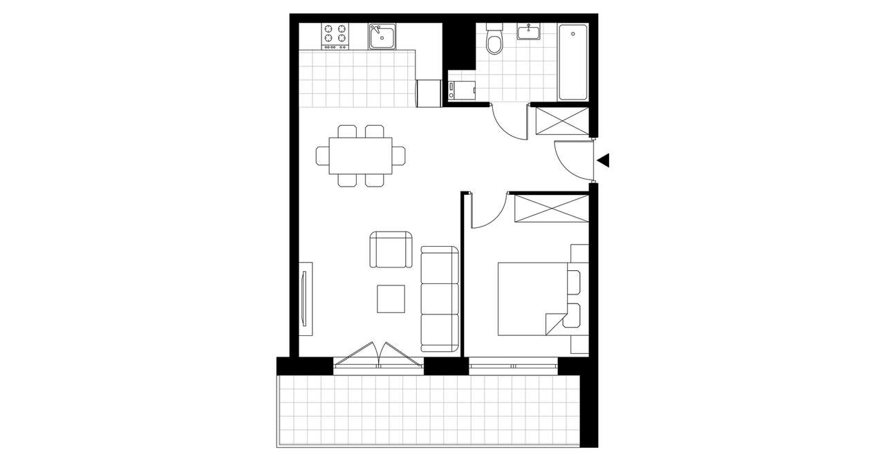 2-pokojowe mieszkanie 45m2 + balkon - Pełny obrazek: 3/8