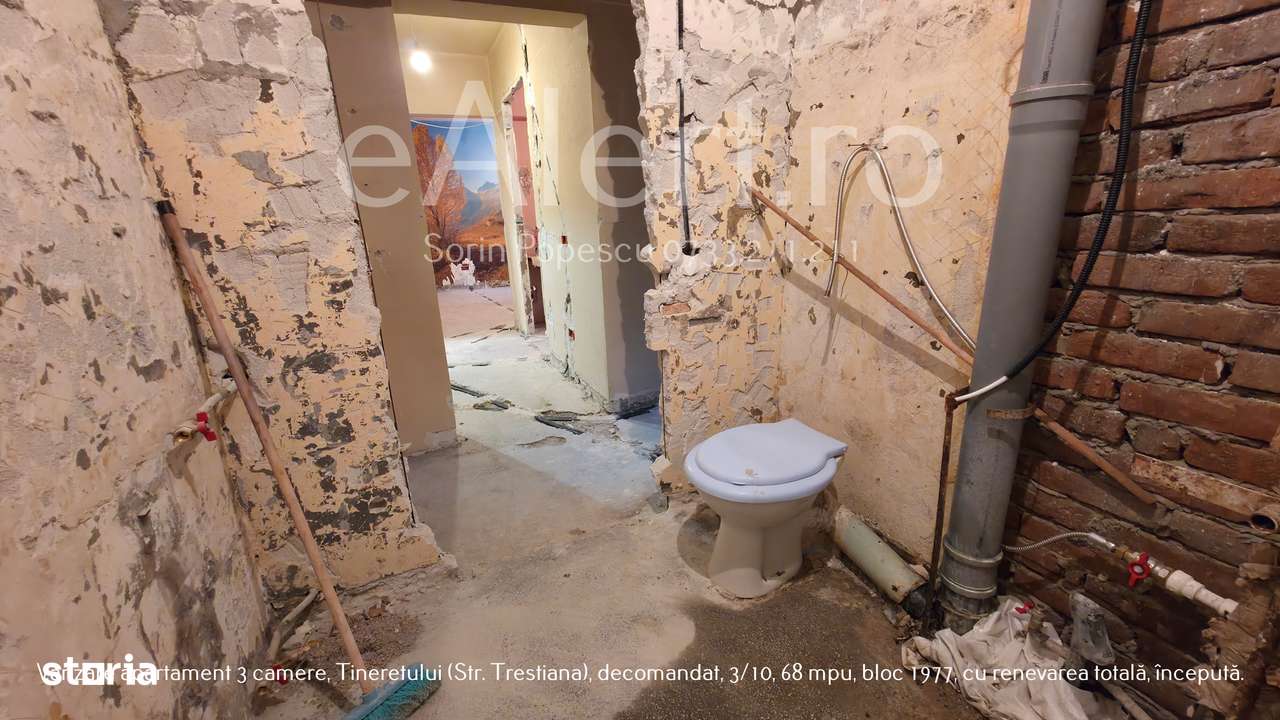 Apartament 3 camere Tineretului – renovare începută, decomandat, 3/10!-11