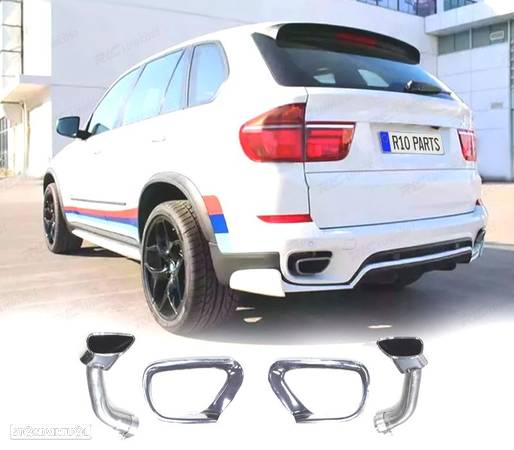 PONTEIRAS DE ESCAPE PARA BMW X5 E70 07-12 LOOK M PERFORMANCE PRATEADAS - 1