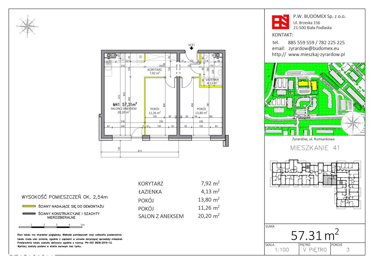 3-pokojowe mieszkanie 57m2 Bezpośrednio - Pełny obrazek: 2/5