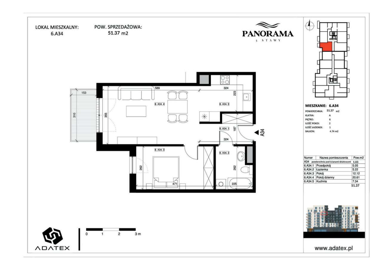 Panorama 3 Stawy | mieszkanie 2-pok. | 6.A34 - Pełny obrazek: 2/9