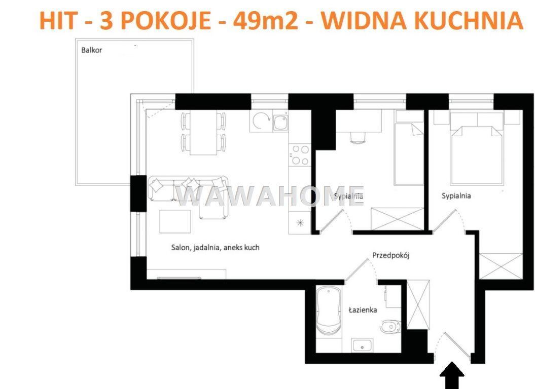 Trzy Pokoje - 49m2 - 3 Pokoje - Widna Kuchnia