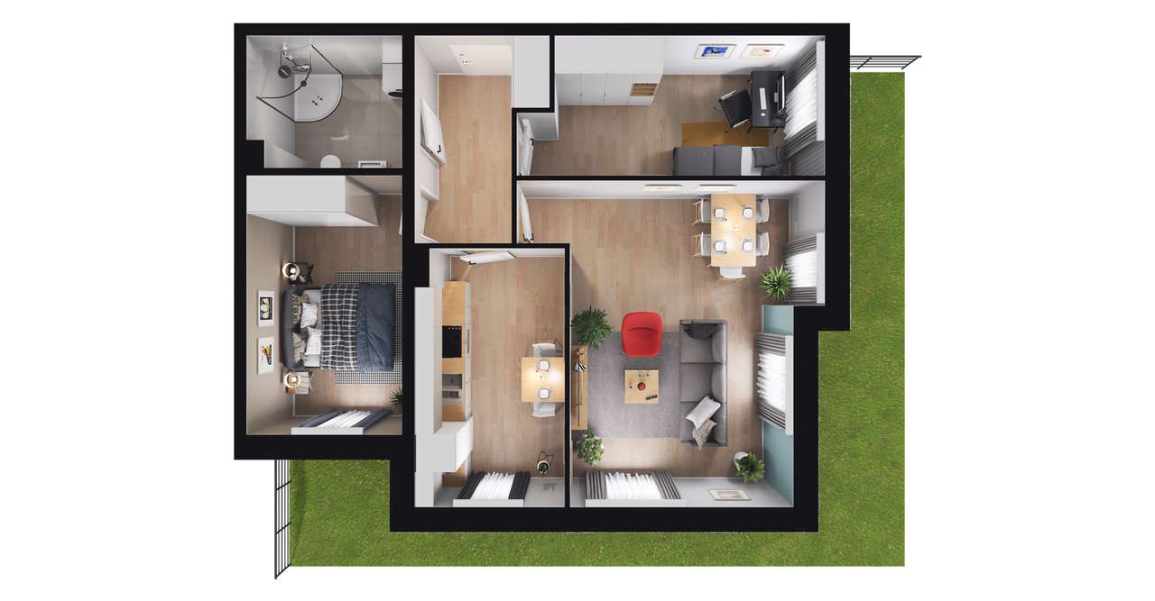 3-pokojowe mieszkanie 62m2 + ogródek - Pełny obrazek: 2/6