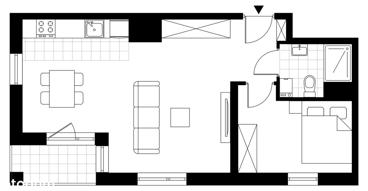 2-pokojowe mieszkanie 44m2 + loggia - Pełny obrazek: 3/8