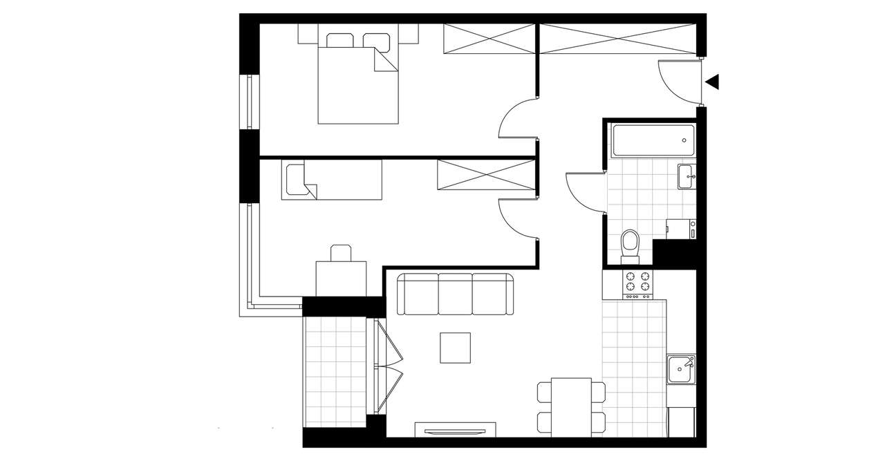 3-pokojowe mieszkanie 61m2 + loggia - Pełny obrazek: 3/8
