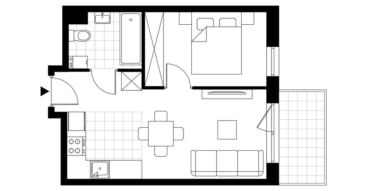 1-pokojowy apartament inwestycyjny 34m2 + balkon - Pełny obrazek: 3/8