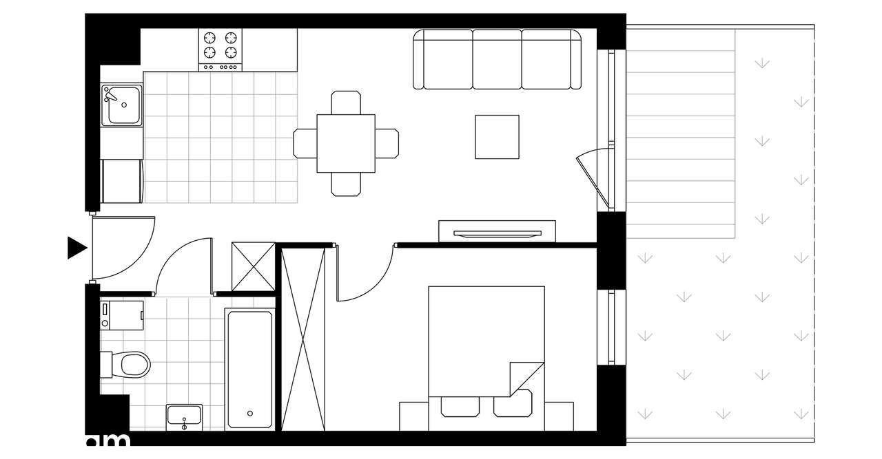 2-pokojowe mieszkanie 36m2 + ogródek Bez Prowizji - Pełny obrazek: 3/8