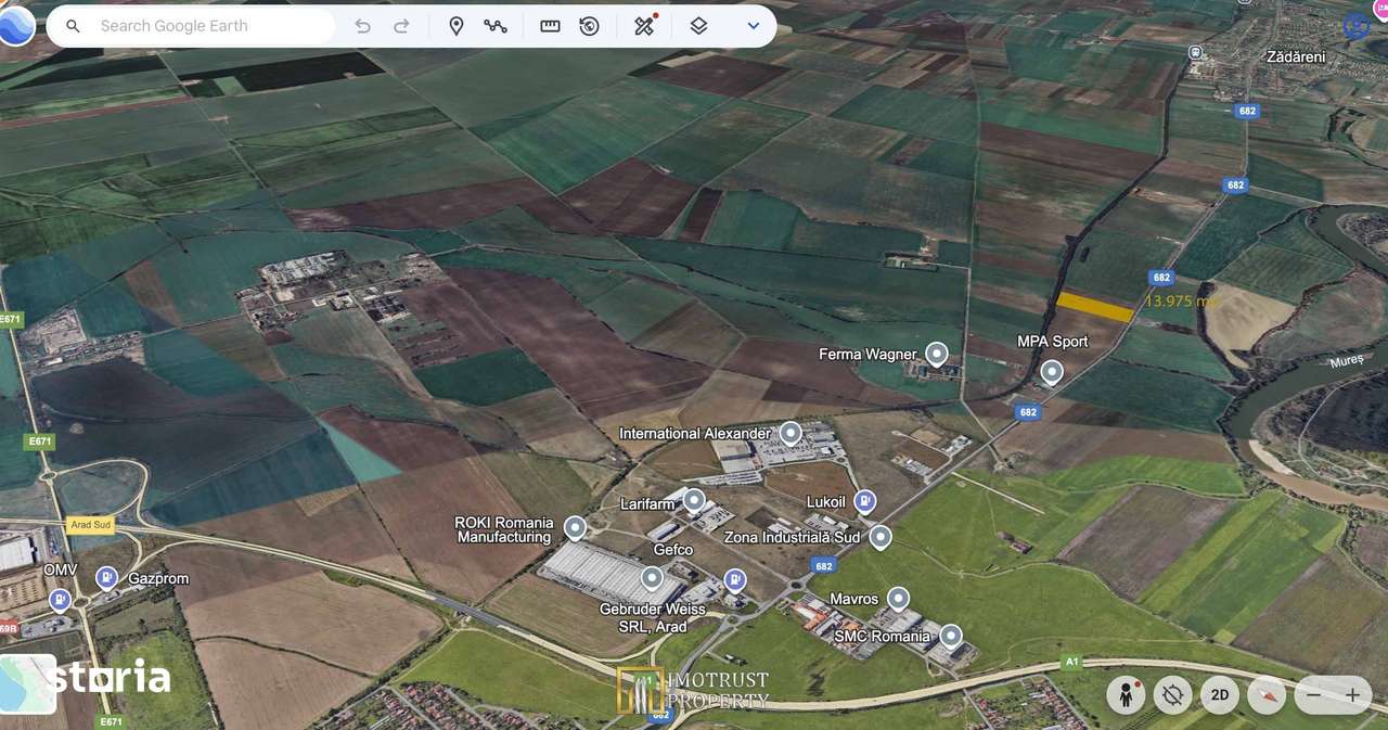 Teren industrial 13.975 mp – Zona Industrială Sud Arad, acces rapid A1 - Imagine principală: 3/4
