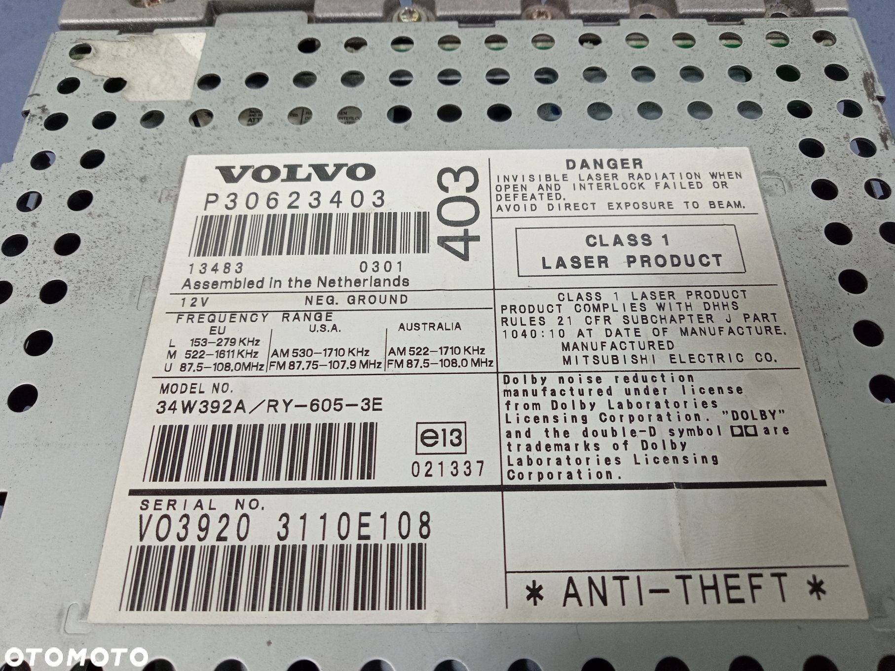 VOLVO V40 I S40 RADIO OEM CD KASETY 30623403 - 4