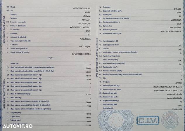 Mercedes-Benz Vito 110 CDI Extralang Mixto - 10