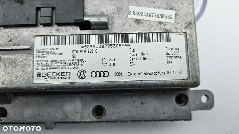 Audi A4 B8 A5 8T Wyświetlacz nawigacji Monitor Ekran 8T0919603C - 5