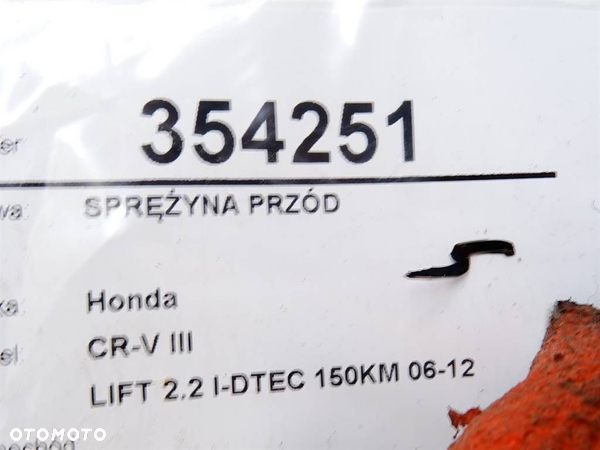 SPRĘŻYNA PRZÓD HONDA CR-V III (RE_) 2006 - 2022 2.2 i-DTEC 4WD (RE6) 110 kW [150 KM] olej - 4