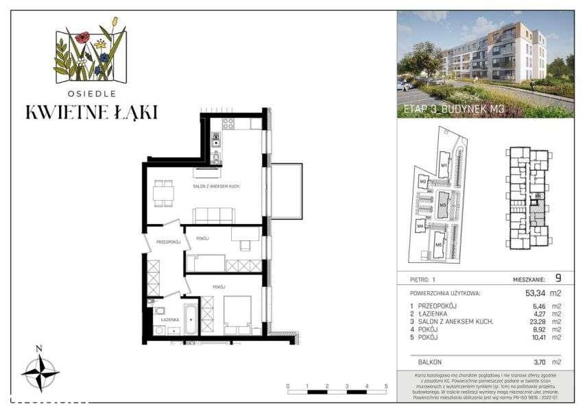 3-pokojowe mieszkanie 53m2 Bezpośrednio - Pełny obrazek: 2/6