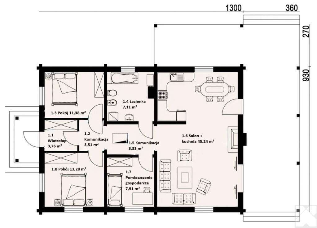 Dom z pełnego bala z zarybionym stawem-6