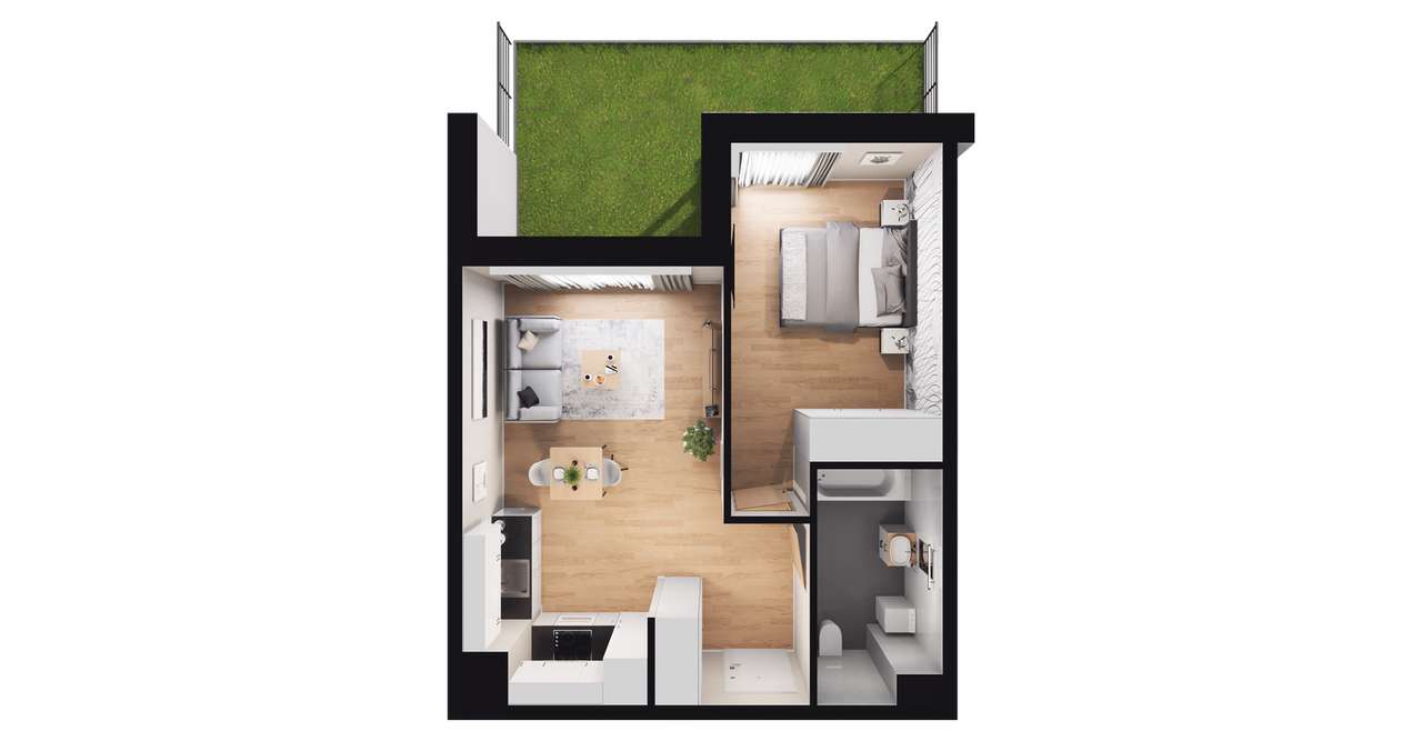 2-pokojowe mieszkanie 37m2 + ogródek Bezpośrednio - Pełny obrazek: 2/8