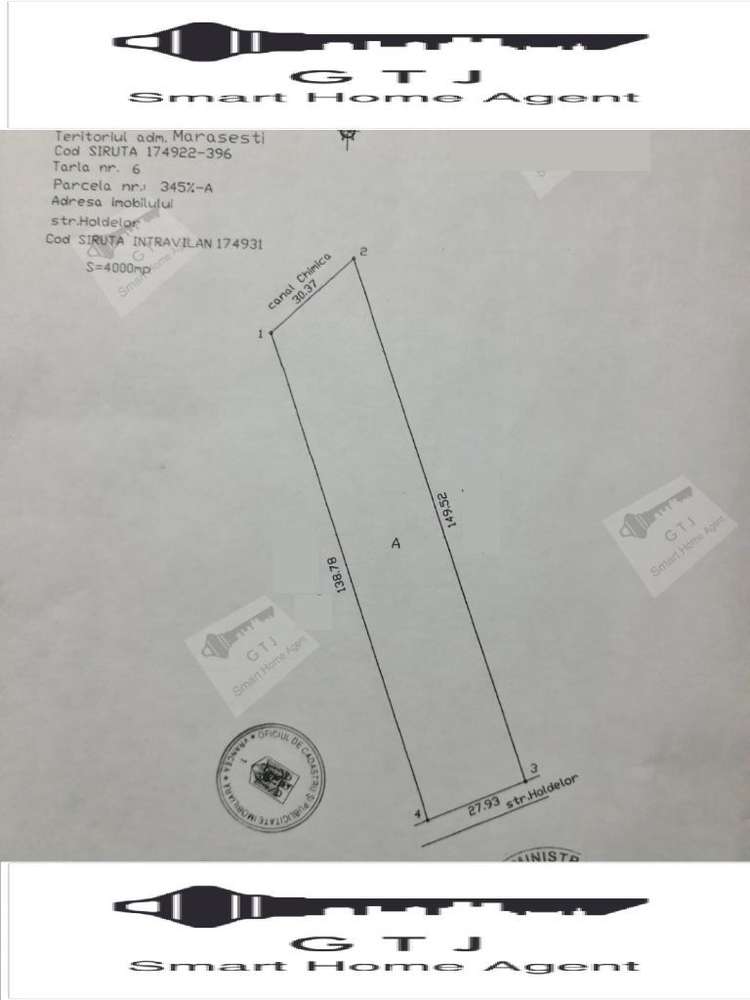 Teren Intravilan Marasesti-Toate Utilitatile 4000mp-15 euro/mp - Imagine principală: 1/4