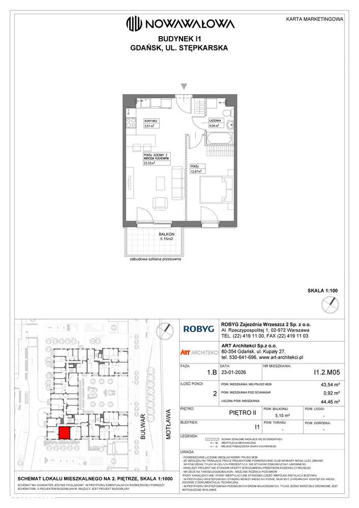 2-pokojowe mieszkanie 43 m² + balkon Bezpośrednio - Widok 2