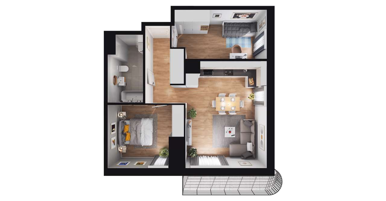 3-pokojowe mieszkanie 55m2 + balkon Bez Prowizji - Pełny obrazek: 2/6