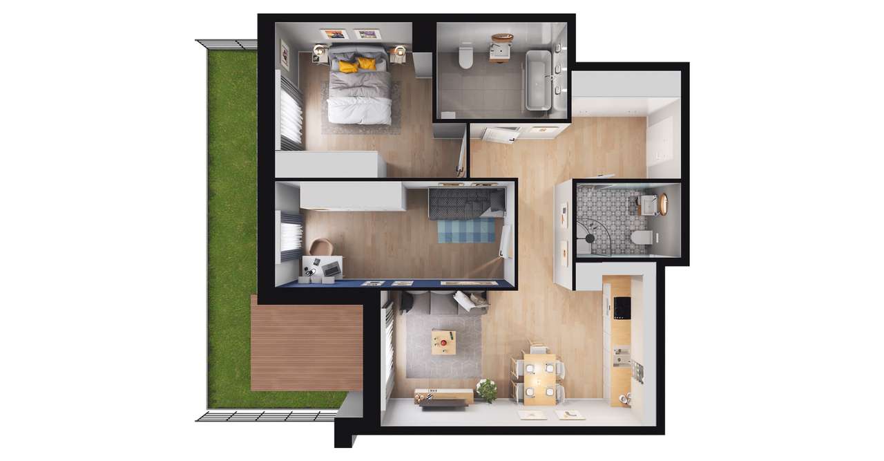 3-pokojowe mieszkanie 67m2 + ogródek - Pełny obrazek: 2/8