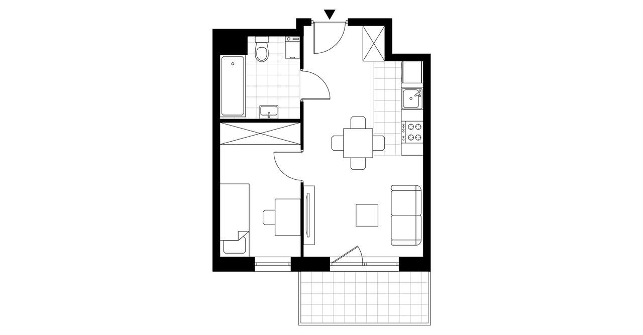 2-pokojowe mieszkanie 34m2 + balkon - Pełny obrazek: 3/8