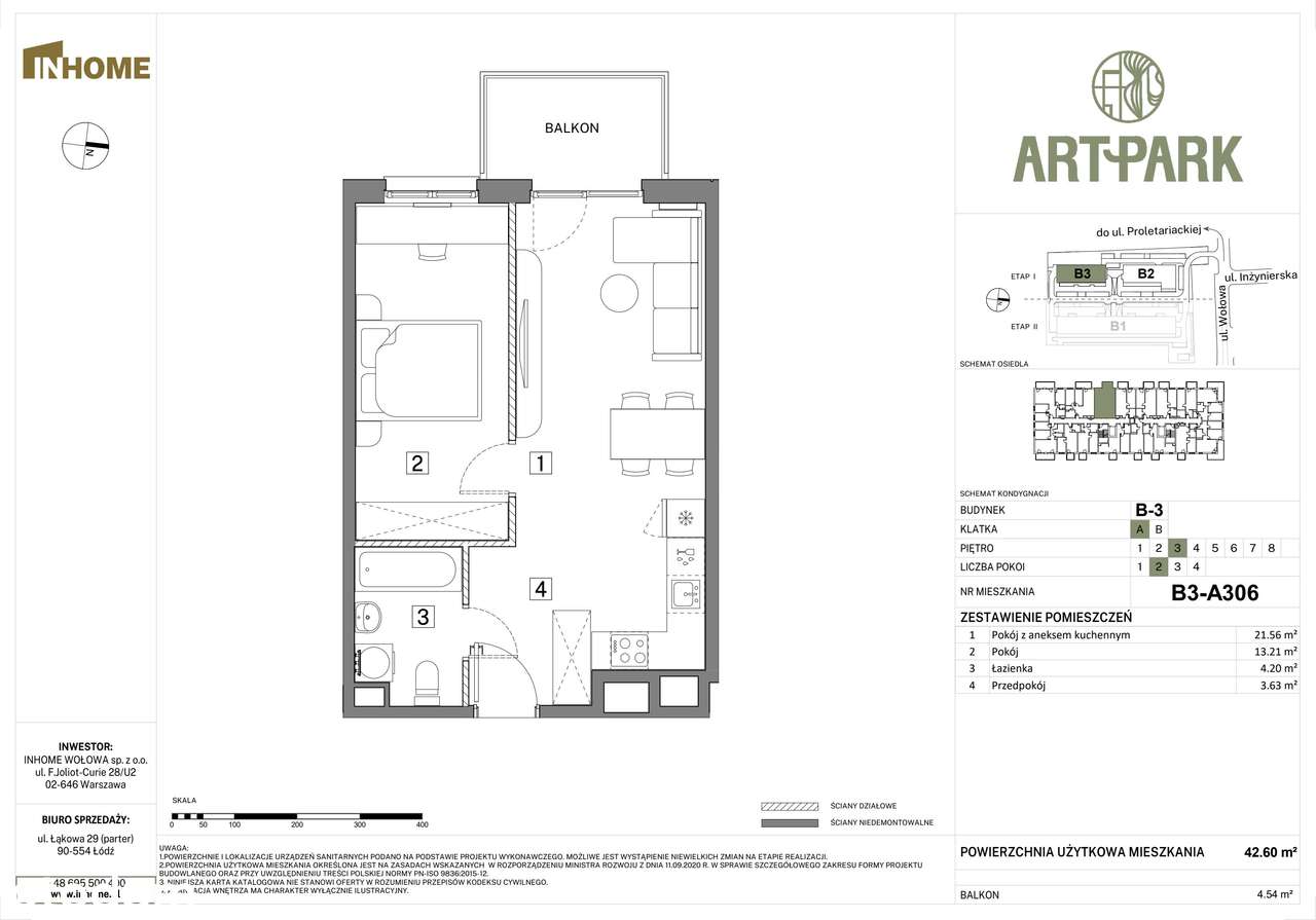 2-pokojowe mieszkanie 42m2 + balkon Bez Prowizji - Pełny obrazek: 2/9
