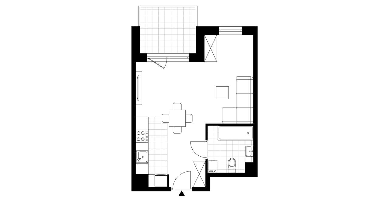 1-pokojowe mieszkanie 34m2 + balkon Bezpośrednio - Pełny obrazek: 3/8