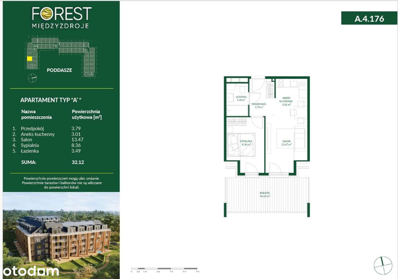 Forest Międzyzdroje | apartament 2-pok. | A.4.176 - Pełny obrazek: 4/9