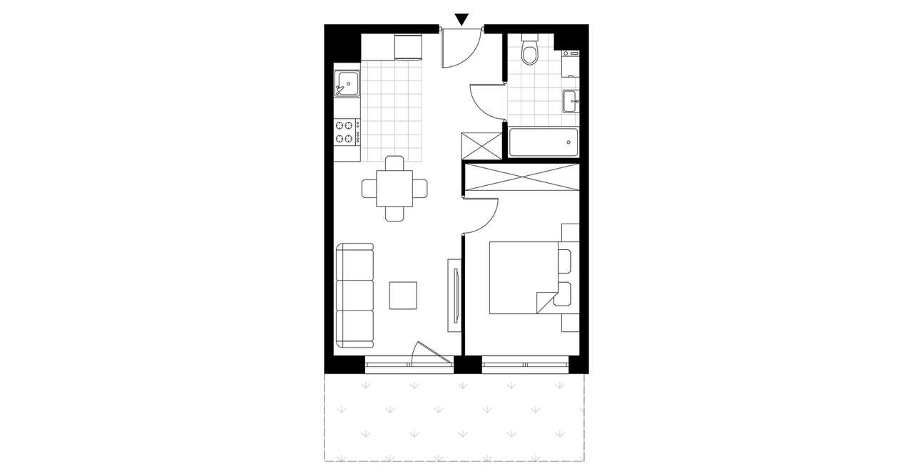 2-pokojowe mieszkanie 38m2 + ogródek - Pełny obrazek: 3/8