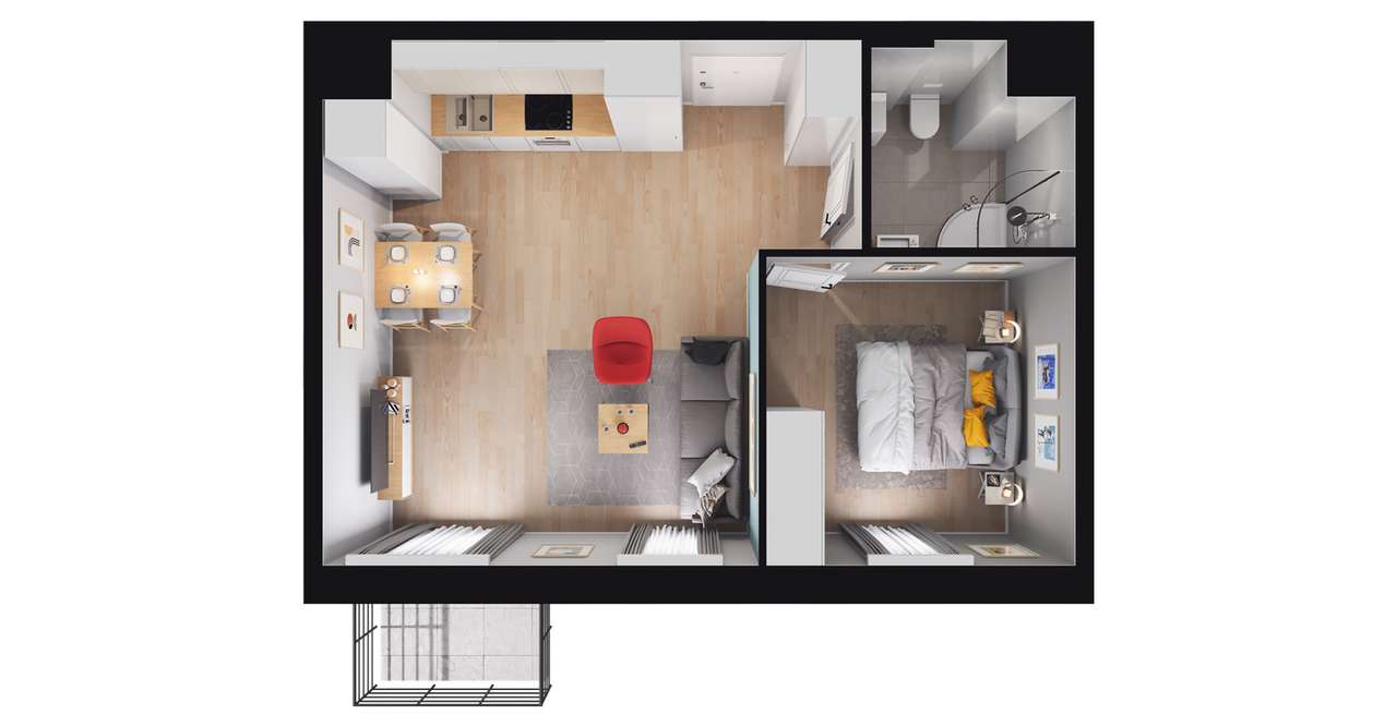 2-pokojowe mieszkanie 42m2 + balkon Bez Prowizji - Pełny obrazek: 3/9