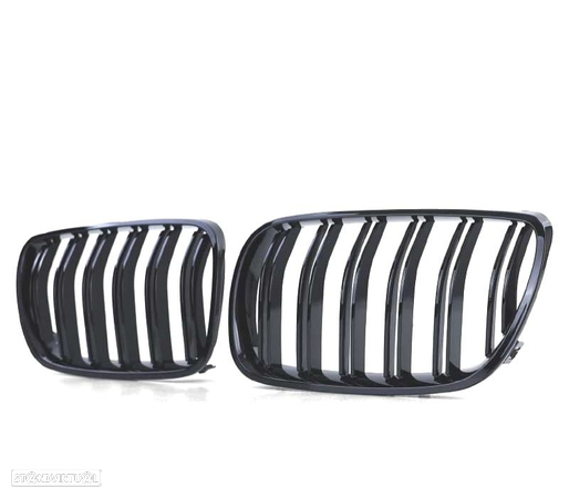 GRELHAS FRONTAIS DUPLAS PARA BMW X3 E83 06-11 PRETO BRILHANTE - 3