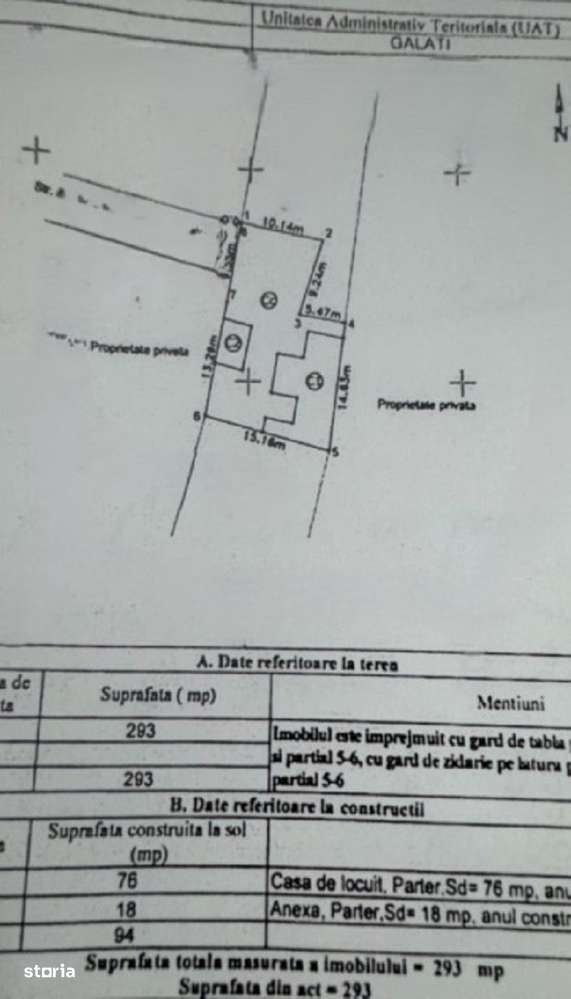 52.500 Euro- 293 m.p. teren si casa batraneasca in mun. Galati - Imagine principală: 3/5