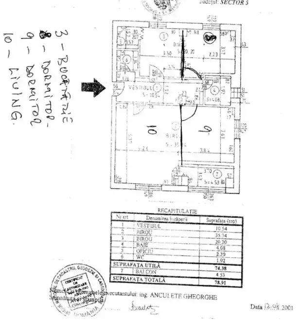 B-dul Națiunile Unite| Apartament 3 camere | Pretabil Birou/Firma| |-9