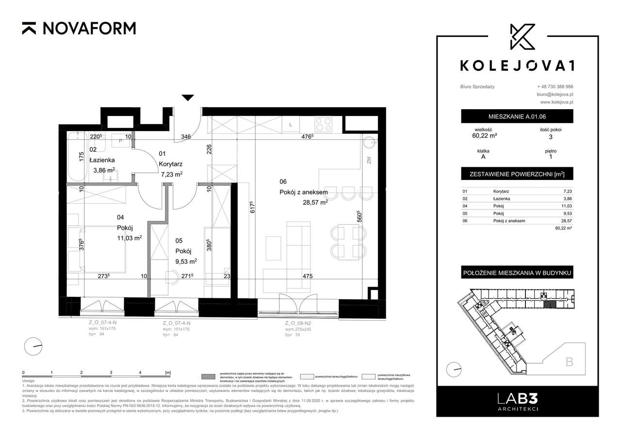Kolejova 1 | mieszkanie 3-pok. | A.01.06 - Pełny obrazek: 2/9