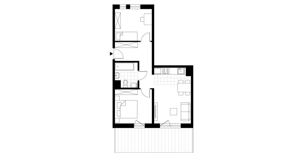3-pokojowe mieszkanie 56m2 + taras Bezpośrednio - Pełny obrazek: 3/8