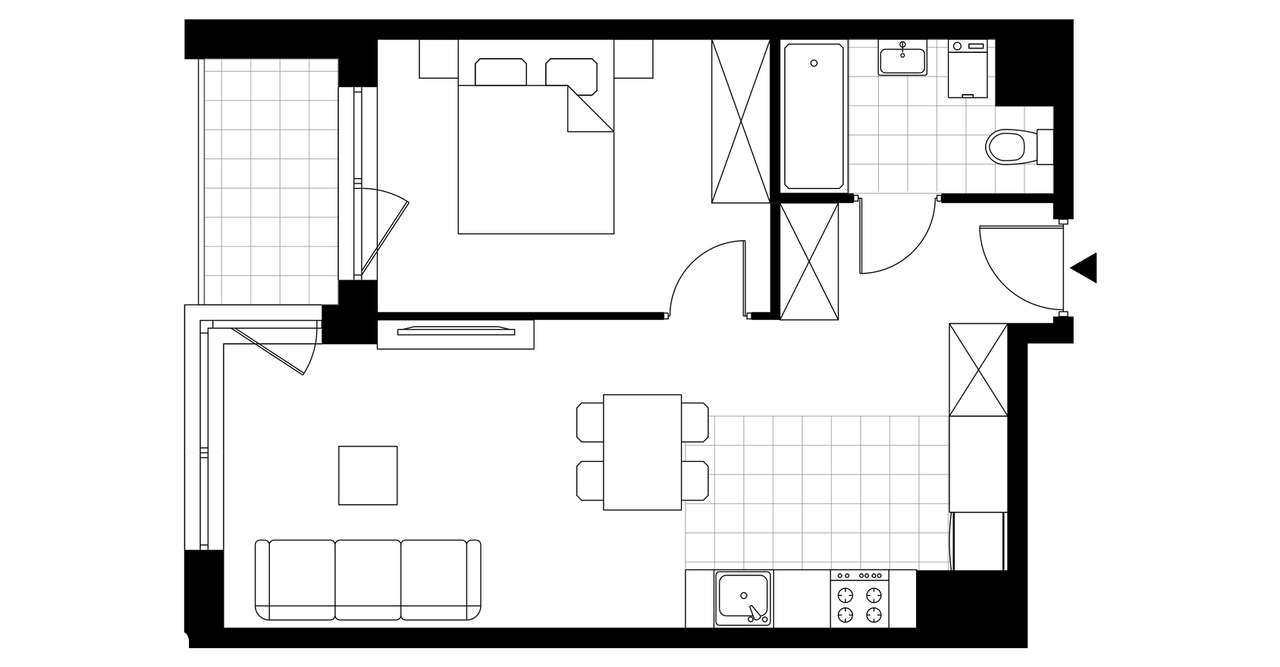 2-pokojowe mieszkanie 43m2 + loggia - Pełny obrazek: 3/8